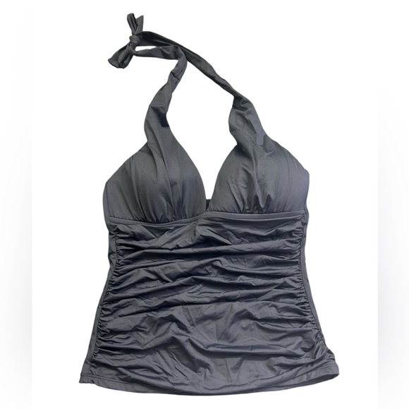 LA BLANCA women’s black Island Goddess Halter Tankini swim Top size 4 NWT - Picture 4 of 8